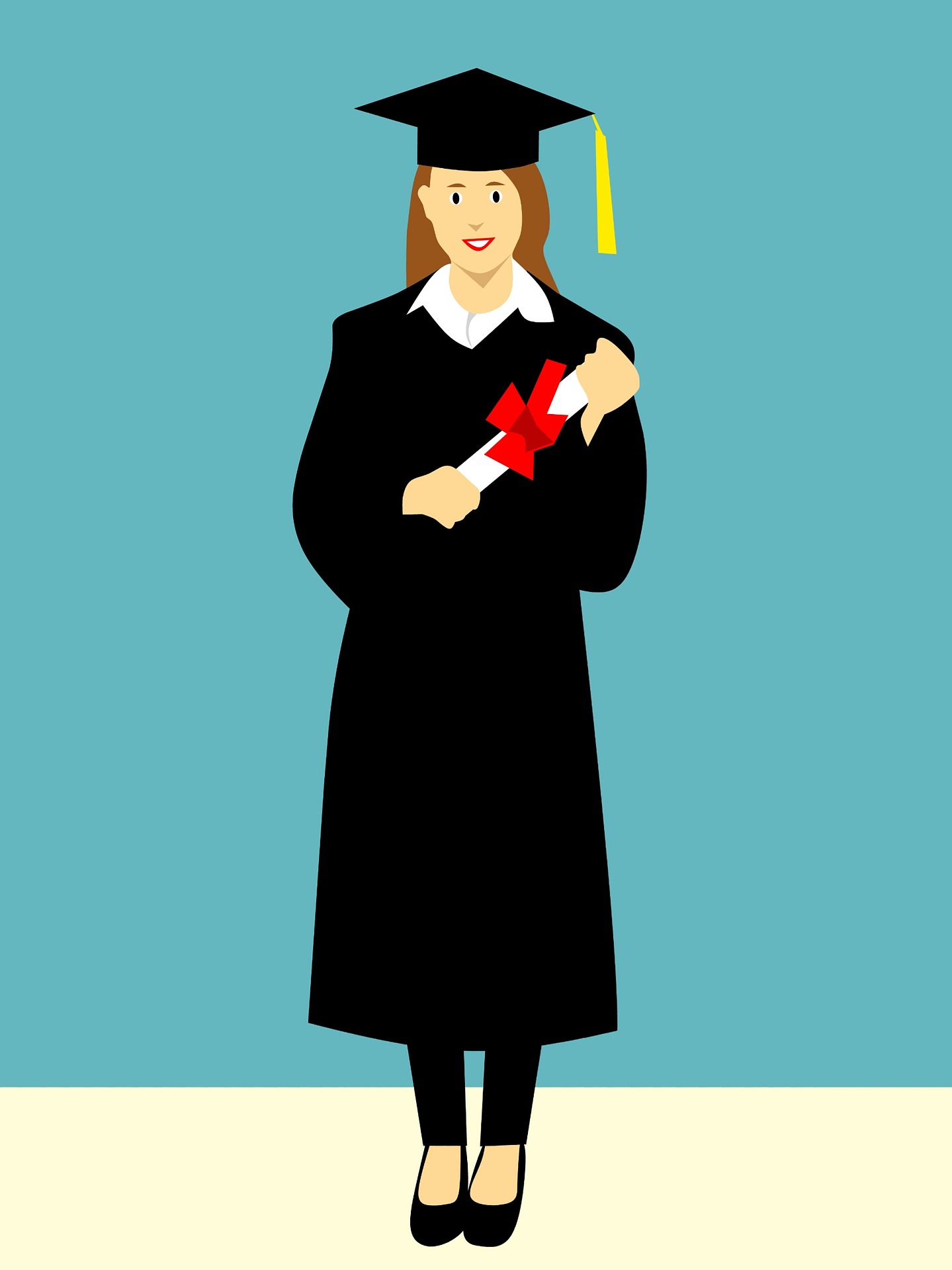 Auf dem Bild ist eine junge Frau mit Doktorhut und Zeugnis in der Hand zu sehen
